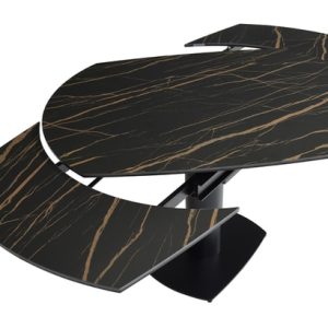 CONCEPT1 - Table de salle à manger Orla en céramique noir 120 (+60) x 89,6 x 76 cm