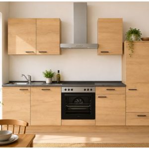 CONCEPT1 - Pack Cuisine Volpetta 300cm L10 Droite Décor chêne Sierra