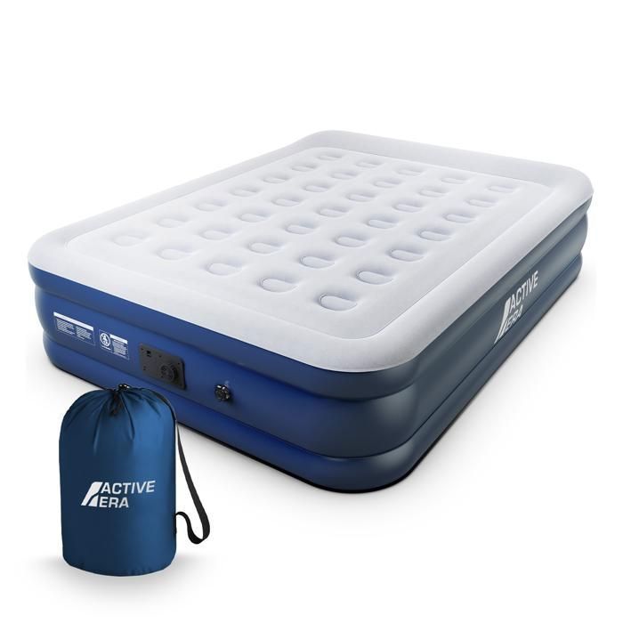 ACTIVE ERA Matelas Gonflable Premium 2 Personnes avec Pompe Électrique et Oreiller Intégrés - 203x152.4x35.5 cm
