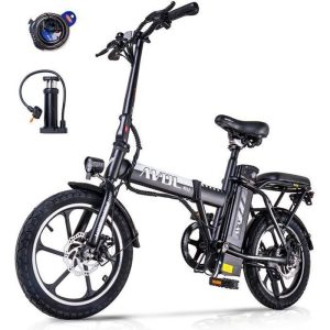 AVDLEU - Vélo Électrique Pliable - Roues 16" - Moteur 250W 25km/h - Batterie 36V 11.4Ah - Autonomie 40-80km (Mode ASSIST) - Noir