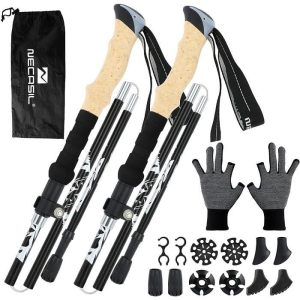 Bâtons de marche nordique, Bâtons de randonnée, Bâtons de trekking, pliables réglables, télescopiques, pour sport