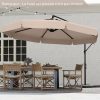 Parasol Déporté 3M avec Housse COSTWAY, Inclinaison 0-35°, Protection Solaire, 8 Baleines, Ombrage Parasol de Jardin Terrasse Beige