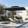Parasol Déporté 3x3m COSTWAY Base en Croix, Rotation 360° à Pédale, Protection UV, Mât Épaissi 85mm, Ombrage Parasol de Jardin Gris