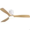 Ventilateur de plafond 52" avec LED 18 W, 3 pales en bois massif, moteur DC réversible, télécommande 6 vitesses