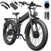 Vélo Électrique-26"*4.0 pneus tout terrain-Moteur 1500W-Batterie Amovible 48V/20Ah-Autonomie 60-80km-Shimano 21 vitesses-Noir