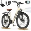 Vélo Électrique Adulte 24“ 36V10Ah Batterie non amovible-250W-Autonomie 30-40km-Shimano 7 vitesses -siège arrière-AAIRSK SU7 Beige